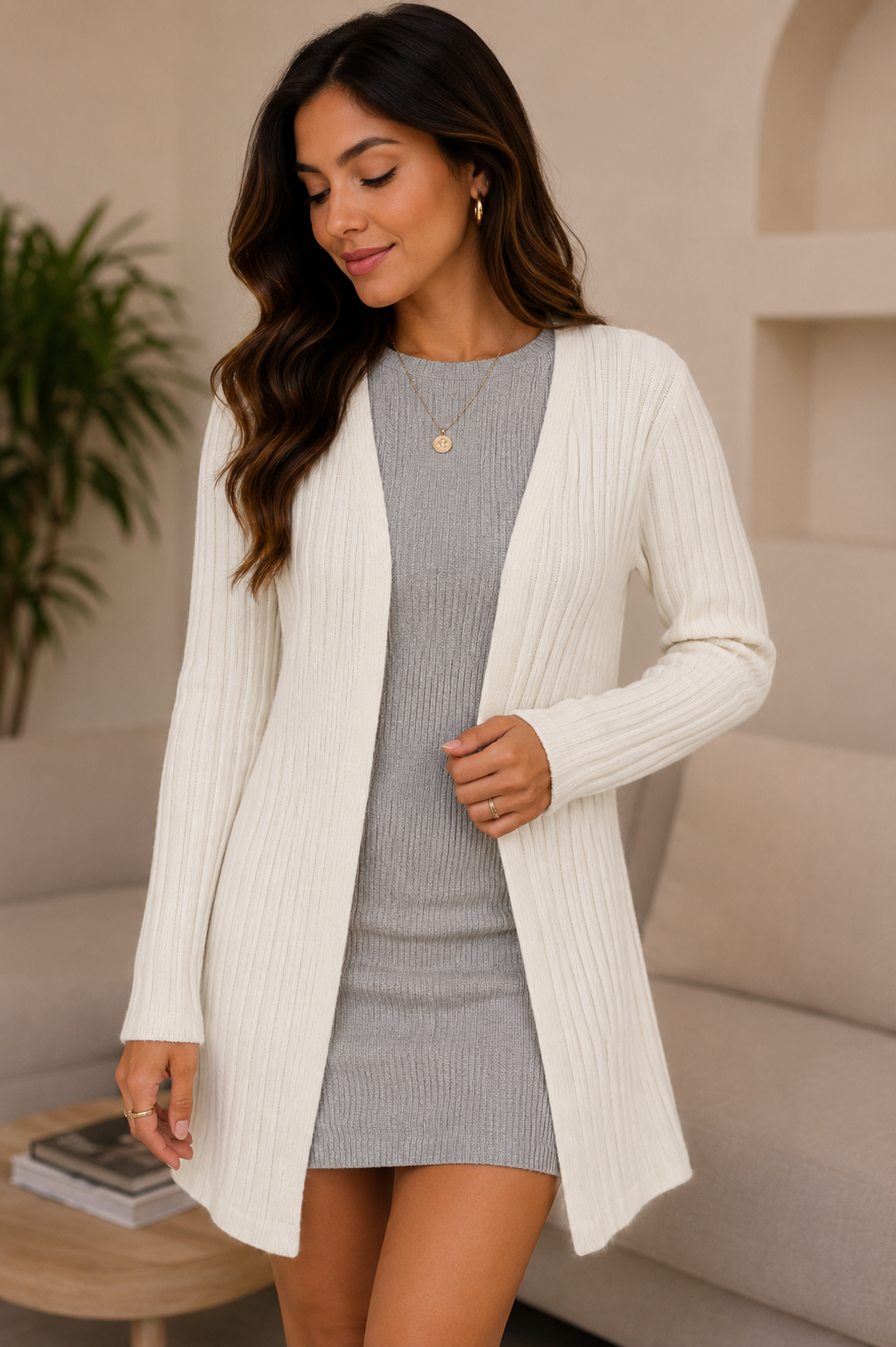 Cardigan Tricot Alongado Off White