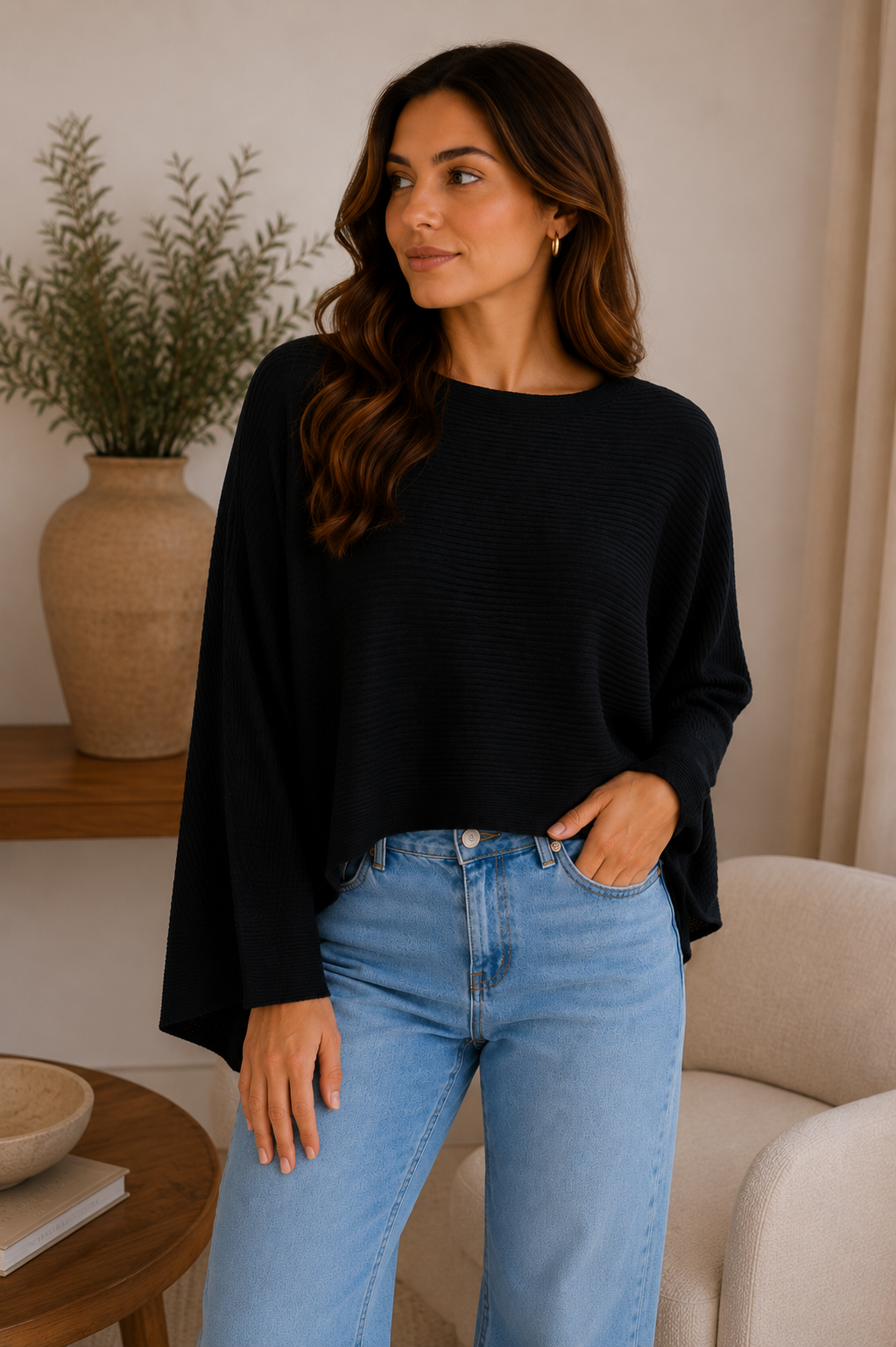 Blusa Tricot Canelado Preta