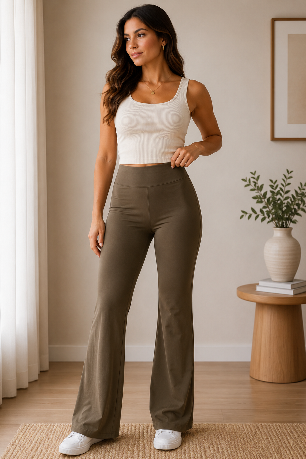 Calça Flare Verde Militar