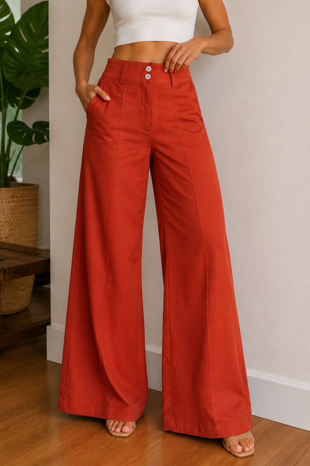 Calça Pantalona Terracota Elegance