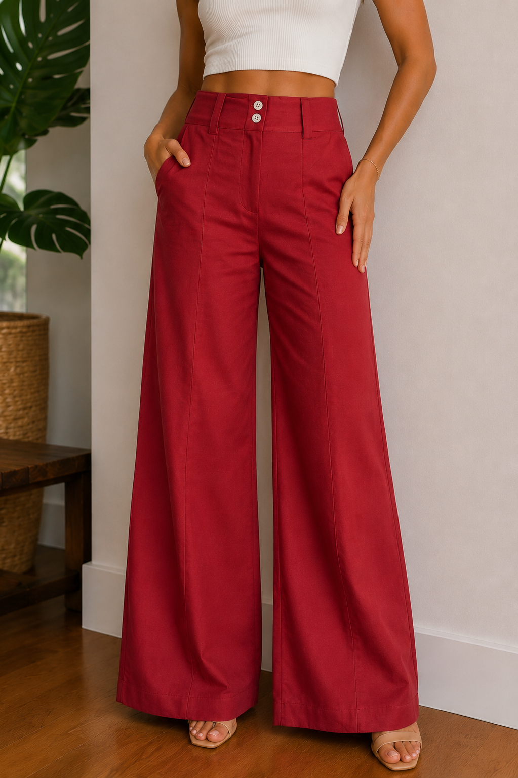 Calça Pantalona Terracota Elegance